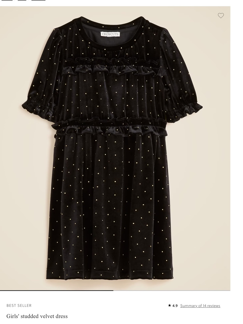 Crewcuts Studded Black Velvet Dress - size 6
